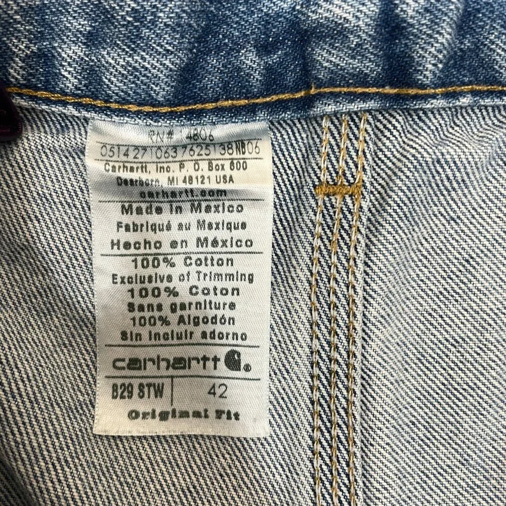 Carhartt Jean Shorts Mens 42 Carpenter B29‎ STW Denim Blue Workwear Y2K